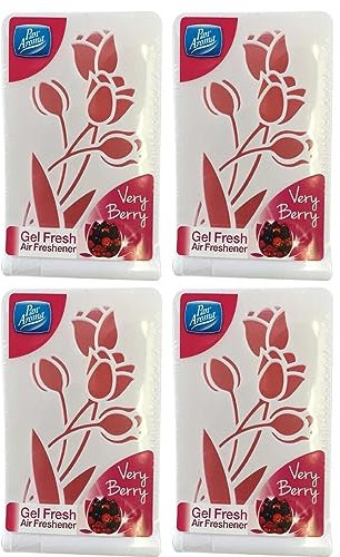 Pan Aroma 4 x 150g Gel Crystals Air Freshener With Welari Thank You Card Very Berry Fruit Scent Fragrance Room Home Deodorizer (600g) (4pack)