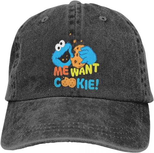 TeysHa Baseballkappe Snapback Sonnenhut gewaschen Herren-Baseballkappe Cookie Wants Cookie Trucker-Snapback-Kappen Papa-Mütze Sesamstraße Bert pädagogische Animation Golfmützen Geschenk
