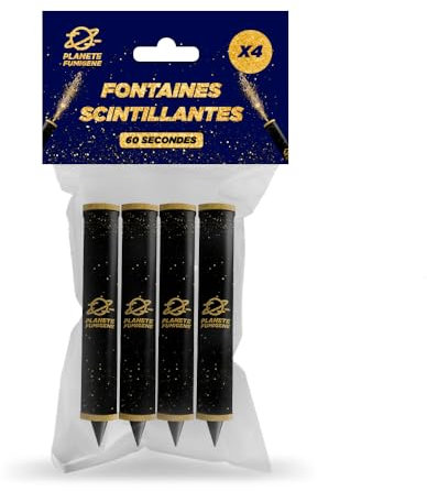 4 bougies d'ambiance fontaine d'artifice pour gâteau d'anniversaire, durée 60 secondes, Sans Parfum, Gateaux et Bouteilles de Champagne, lumineuse d'ambiance anniversaire 1 Minute - Catégorie F1