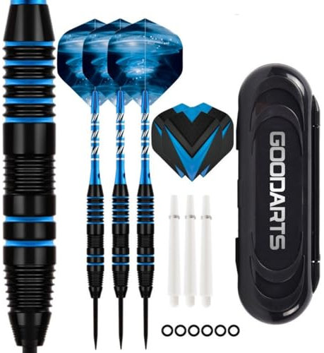 HRLORK Professionelles Dartpfeile Set 3 Stück Dartpfeile Metallspitze Steel Darts Aluminium-Schäfte mit 3 Ersatzschäften Blaue
