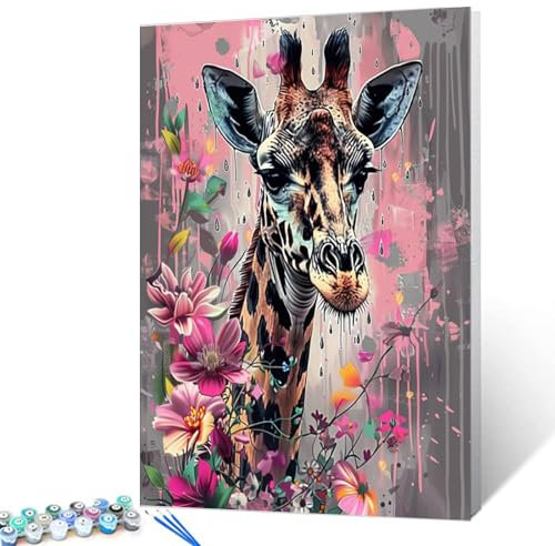 Tucocoo Malen nach Zahlen, buntes Malen-nach-Zahlen-Set für Erwachsene, Malen-nach-Zahlen-Set auf rosa Leinwand, Ölgemälde-Kunst-Set für Anfänger, Geschenk, Heimdekoration, DIY, gerahmt, 40,6 x 50,8