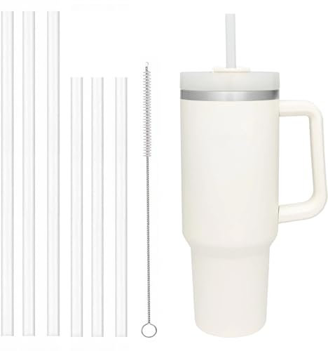 Lot de 6 pailles en plastique réutilisables compatibles avec la tasse Stanley pour hommes, femmes et enfants pour la maison, les voyages, le travail (6 pailles avec 1 brosse)