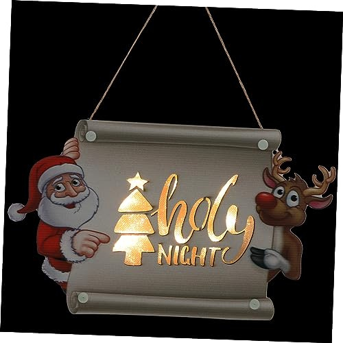BCOATH Weihnachtsschild Mit Licht Aus Holz Türdeko Für Weihnachten Beleuchtetes Schild Für Eingang Heimdekor Für Winterfest Geeignet Für Wohnzimmer Balkon Und Garten