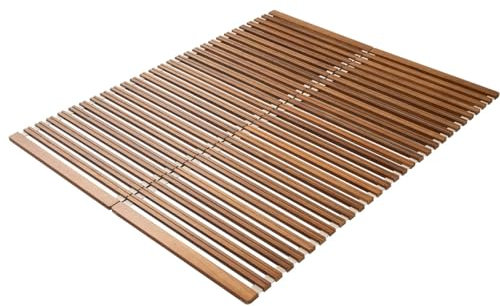 EMOOR Rollbare Lattenrostmatte OSMOS 160 x 200 cm Aus Massivem Paulownia-Holz Braun, Tatami Futonbett Palettenbett