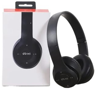 audifonos inalambricos Auriculares P47 Bluetooth Estéreo Música Portátiles Plegables para Juegos Micrófono Adaptador USB Compatible FM Tarjeta TF Auriculares cancelacion Ruido(Black No Adapter)