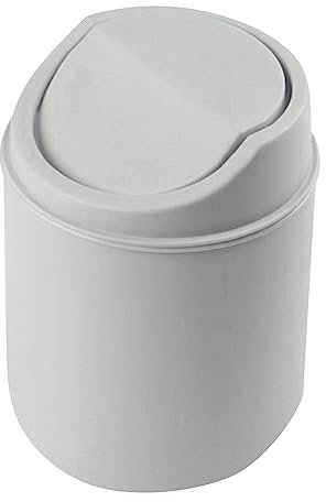 Esstisch Mülleimer, Kleiner Mülleimer mit Deckel, Kleine Niedlicher Altpapier Mülleimer Ästhetik, Touch Mülleimer mit Klappdeckel, Geeignet für Badezimmer Küche, Büro, kleine Räume usw. (Grey)