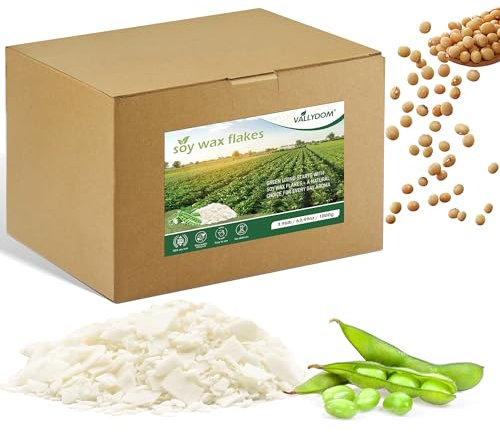 VALLYDOM 1.8KG Soy Wax for Candle Making: Premium Pure Soy Wax Flakes, Organic, No Additives, Long Burn Time, Perfect for Scented Candles, Tealights, Craft Candles, and More - Ideal for Candle Makers