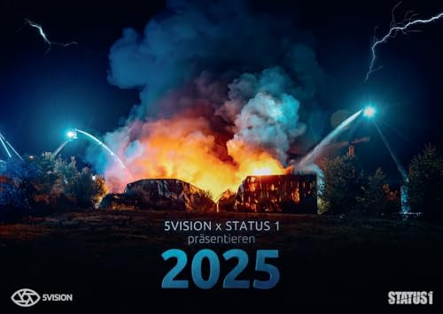Feuerwehrkalender 2025 von 5 VISION & Status 1 - Tischkalender Din A5 – echte Einsatzmotive Feuerwehr, Polizei, Rettungsdienst, Rettungshubschrauber
