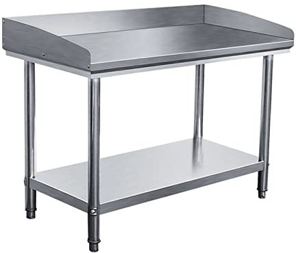 Baodiale Arbeitstisch aus Edelstahl zur Lebensmittelzubereitung – Tischwagen aus Metall – Gewerbliche Werkbank mit Lenkrolle, Unterregal und Spritzschutz – NSF-Zertifiziert – für Restaurant, Lager