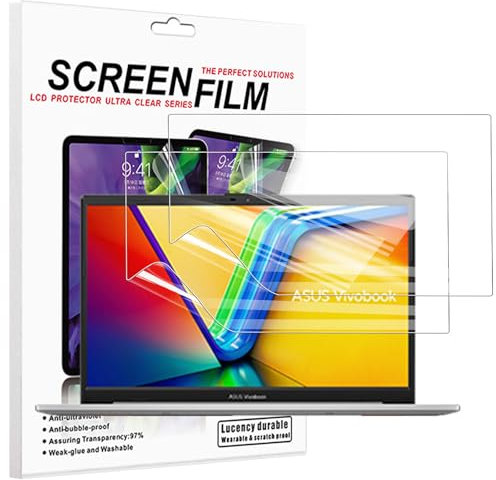 carinacoco 2 Pack Screen Protector for ASUS Vivobook 15/Vivobook Pro 15/Vivobook S15 15.6 inch, Ultra Thin Soft Toughness HD Clear Premium Shatterproof Anti-Scratch No Bubbles Touch Sensitive PET Film