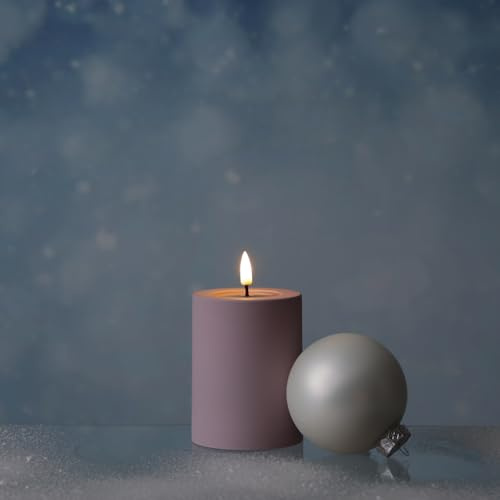 MARELIDA LED Kerze Outdoor DELUXE Homeart mit realistischer 3D Flamme Stumpenkerze Kunststoff für Innen/Außen rosa (D: 7,5cm - H: 10cm)