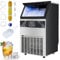Machine à glaçons commerciale 55kg/24h Minuterie autonettoyante Machine à glaçons en acier inoxydable Fabrique des glaçons en 12 minutes Filtre à eau et pelle à glaçons inclus