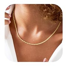 DORANA 1.5mm Silver Plated Chains for Women Twisted Rope Chain Sturdy Silver Plated Chain Necklace Fade-Proof Silver Plated Necklace Jewellery 14/16/18/20/22/24/26/28/30Inch