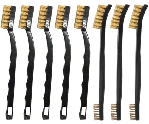 Sayago 9PCS Brass Wire Brush Wire Brushes Set Small Mini Wire Brush (9 Pcs Brass wire brushes)