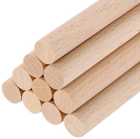 sourcing map Lot de 10 chevilles rondes en bois massif brut (9 mm) pour décoration artistique, artisanat et projets de bricolage