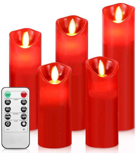 Randaco Rote LED Kerzen Großpackung 20 Stück 4 Pack, Batteriebetriebene Flackernde Kerzen Set, Festliche Professionelle Deko für Events
