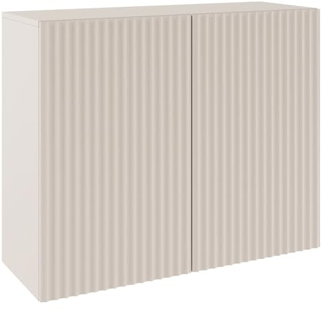 Selsey Kommode Kaschmirbeige 100cm Breit 2-Türig Mit Push-to-Open Geriffelte Fronten Elegantes Design ABS-Kanten Perfekt für Wohnzimmer/Schlafzimmer Praktisch & Dekorativ