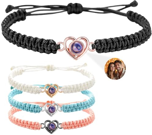 PUZYCOFA Personalisiertes Armband Mit Foto, Fotoarmband Projektion, Armband Mit Bild Personalisierte Geschenke für Damen Männer Freundin Mama Paare Weinachtsgeschenke