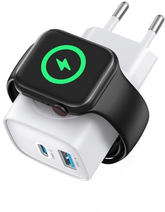 TOPADRE Ladegerät für Apple Watch, 3 in 1 20W USB C Ladegerät für iPhone | 20W PD 3.0 Schnellladegerät Stecker für Apple Watch 11/10/9/8/7/6 Ultra/SE, für iPhone 17/16/15, für iPad / AirPods Pro