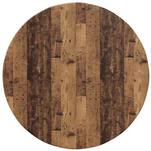 Qnhdfrt Tischplatte Altholz 50 cm rund aus wetterfestem Holzwerkstoff Modernes Design Robust & Langlebig für Garten Balkon Küche Wohnzimmer
