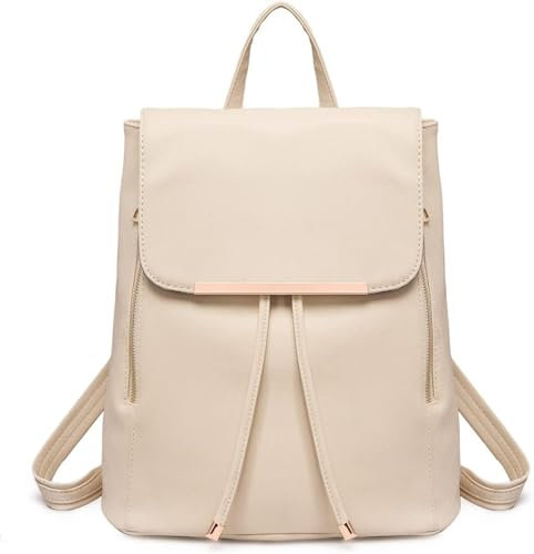 Miss Lulu Rucksack Damen Kunstleder Rucksack Damen Elegant Rolltop Rucksack Damen Tunnelzug-Design Cityrucksack Tasche Schulrucksäcke
