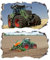 2Pcs Wandtattoo Traktor Trecker 3D Effekt XXL Farm Feld Landwirtschaft Wandaufkleber Fenster Selbstklebend für Junge Kinderzimmer Groß 1000mmx600mm v12
