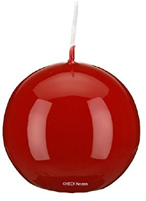 Gelackte Kerzen Kugelkerze Klarlack - hochglänzend Erdbeere/Weihnachtsrot x 60mm, 16 Stück, Exclusive besondere Kerzen