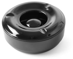 HENDI Aschenbecher, mit Zigarettenhalter, Rund, Melamin, ø146mm, Schwarz