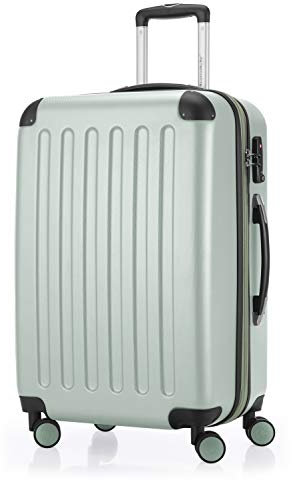 Hauptstadtkoffer - Spree - Hartschalenkoffer Rollkoffer + Kofferanhänger, erweiterbarer Reisekoffer, TSA, 4 Rollen, 65 cm, 74 Liter, Mint