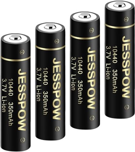 10440 Rechargeable Battery, 10440 Li-ion Rechargeable Battery 3.7V 350mAh for LED Flashlight Torch, 4 Pack