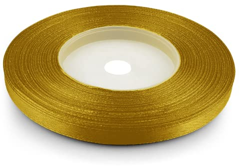 Netuno - 1 ruban de satin de 6 mm x 32 m - Couleur or - Ruban décoratif en tissu - Pour travaux manuels, décoration de mariage, emballage cadeau