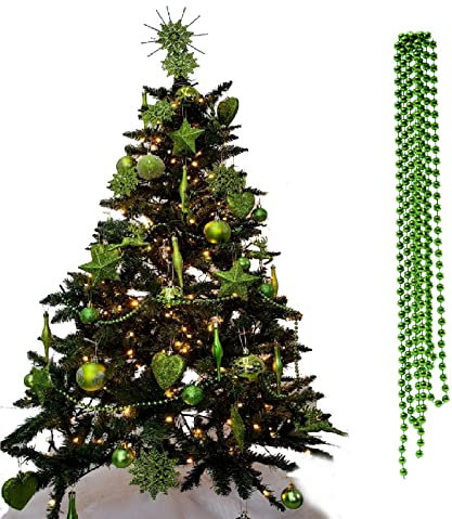 3 m Perlengirlande, luxuriös, Weihnachtsbaum- und Raumdekoration, 8 mm Perlen, 3 m Kette, Limettengrün