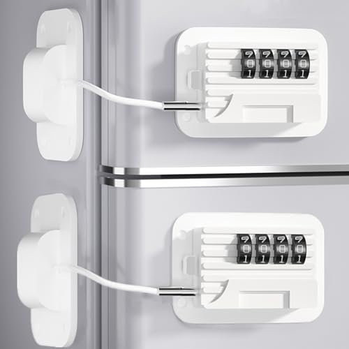 2PCS Serratura di Sicurezza per Bambini con Combinazione Bambini Chiusure di Sicurezza Lucchetto per Frigorifero Blocco Limitatore Apertura Finestra Cassetti Blocco Sicurezza per Armadio (Bianco)