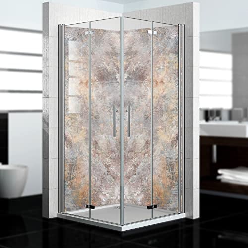 dedeco Eck-Duschrückwand wasserfest Motiv: Rost V2, 2 x 90x200 cm, als Badrückwand zum Fliesenersatz, als Dekorwand, Wandverkleidung und Duschplatte aus Aluminium - Made in Germany