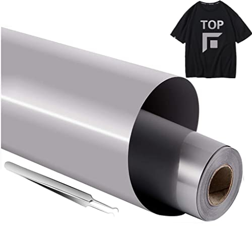 NCRGB Vinilo Textil Termoadhesivo Vinilo(Añadir Herramienta) Papel Transfer para Camisetas,Plotter de Corte,Vinilo Termoadhesivo Textil Fácil de cortar y Transferir (30.5×305cm, Gris)