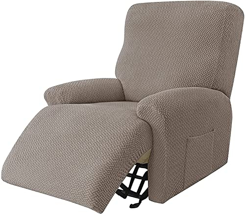 YSLLIOM Sesselbezug, Sessel-Überwürfe Sesselschoner Weich, Antirutsch Husse für Relaxsessel Komplett, Elastisch Bezug für Fernsehsessel (Taupe)