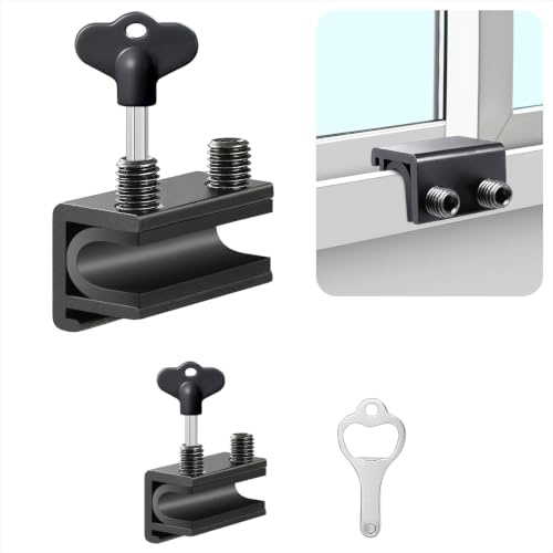 ZRFCXE Pack de 2 cerraduras para ventanas y puertas correderas horizontales y verticales, fácil instalación, para ventanas de patio, dormitorio, hogar y oficina (color negro)