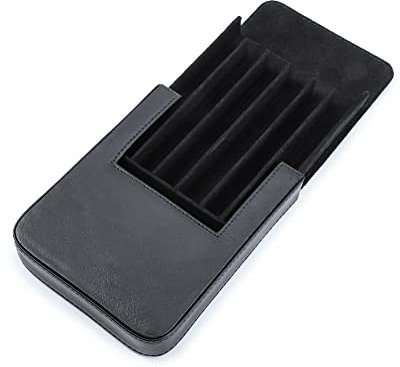 Hiram Leder-Füllfederhalter-Etui für 6 Stifte, Tragbare Leder-Stift-Aufbewahrungsbox mit Verstecktem Magnetischem Schnappverschluss-Design (Schwarz)