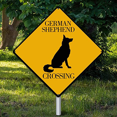 Deutscher Schäferhund, Vintage-Schild, dekoratives Schild, Hunde, Aluminiumschild, deutscher Schäferhund, Tierliebhaber, lustiges Aluminium-Kunstschild, Vorsicht, Straßenschild, 38,1 x 38,1 cm,