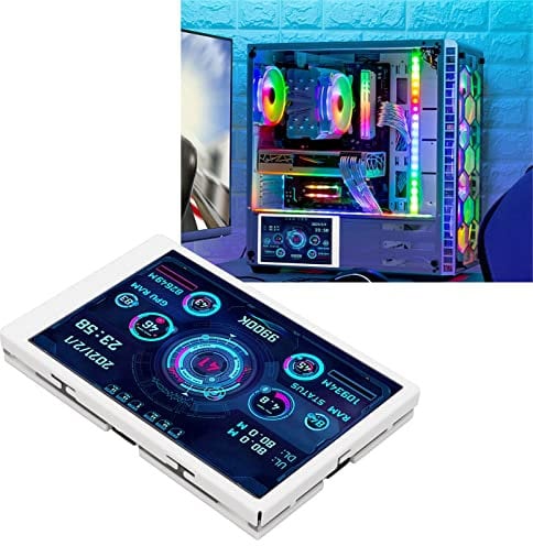 CCYLEZ 3.5in IPS USB Mini Screen, AIDA64 Computer Temp Monitor Portable, Eye Protection, PC CPU Data Monitor 320 X 480 (White)