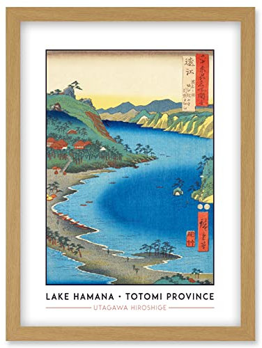 Wee Blue Coo Lake Hamana, Kanzan Temple in Horie and the Inasa-Horie Inlet Totomi Province Utagawa Hiroshige Japanese Woodblock Classic Collection Artwork Framed Wall Art Print A4