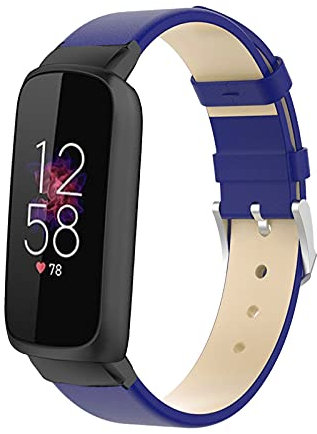 KAREN66 Leder Armband Kompatibel mit Fitbit Luxe Armband - Weiches Leder Uhrenarmband Replacement Wechselarmband Ersatzarmband für Fitbit Luxe (Blau)