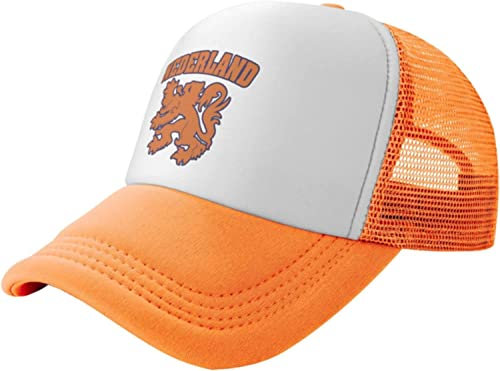 QQIAEJIA Niederlande Flagge Löwe Dutch Pride Trucker Hut für Männer oder Frauen – Mesh Baseball Snapback Cap Outdoor, Orange, One size