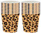 POPOYU 16 Stück Pappbecher mit Leoparddruck Safari-Pappbecher mit Tierdruck Leopard Strukturierte Pappbecher für Kinder Geburtstagsparty, Babyparty,Dschungel-Safari-Mottoparty Dekoration