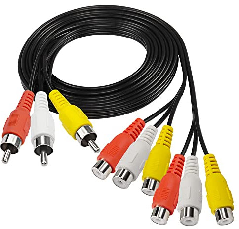 MEIRIYFA RCA AV Splitter Audio Video Cavo, 3 RCA Maschio a 6 RCA Audio Cavo Composite Estensione AV Adattatore per TV, DVD, Set-Top Box, ecc. (1.5M) (6RCA Femmina)