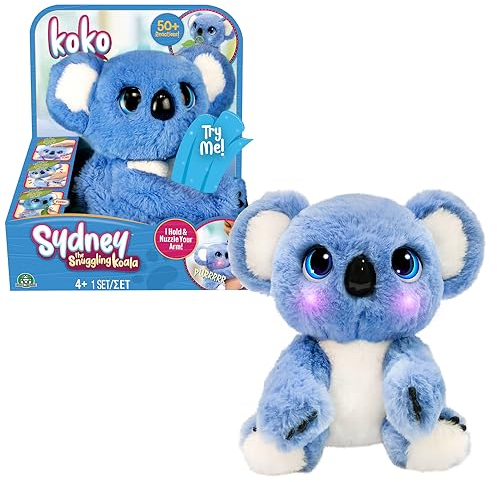 KOKO CALINS, Peluche Koala Interactive, avec + 50 réactions, 26 cm, Câlins, Mouvements, Sons et lumières, à partir de 4 Ans, Jouets pour Enfants à partir de 4 Ans, GIOCHI PREZIOSI, MYC00