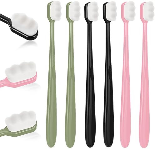 WLLHYF 6 PCS Extra weiche Zahnbürste Micro Nano Zahnbürsten Sterile Faser Erwachsene Zahnbürste Schmerzlos Bürsten für empfindliche Zahnfleisch Zähne Oral Gum Rezession Kind Kinder (Set 3, 6)