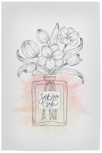 artboxONE Poster 75x50 cm Typografie Self Love Club hochwertiger Design Kunstdruck - Bild selbstliebe Blumen feminin