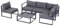 Outsunny 6-TLG. Gartengarnitur Gartenset Gartensofaset Sitzgruppe Gartenmöbel Alu+ Polyester + Hartglas Grau 4 x Sessel 1 x Ecksofa 1 x Beistelltisch Kissen für 4–5 Personen