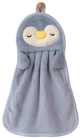 Knnuey Handtuch zum Aufhängen, Saugfähiges Baby-Handtuch, Niedliche Pinguin-Ente, Hautfreundlich, Weich, für Kinder, Blau, Einfach zu Verwenden